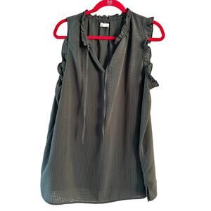 14th & Union Gray Sleeveless Gingham Top Tie Front Women's  Size XL